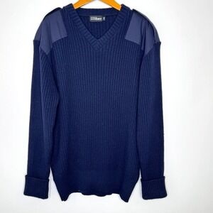 Uniforms by Fechheimer V neck ribbed sweater with shoulder and elbow patches 3XL